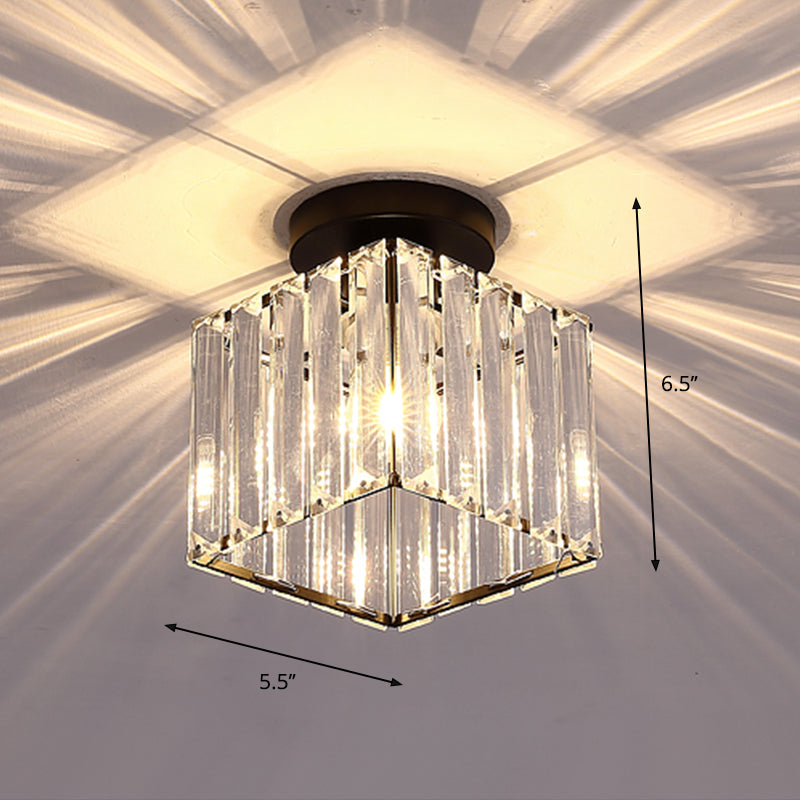 Contemporary Geometric Crystal Prism Flush Mount LED Ceiling Light Fixture