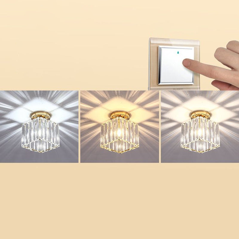 Contemporary Geometric Crystal Prism Flush Mount LED Ceiling Light Fixture