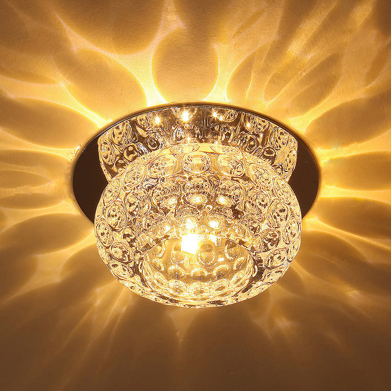 Clear K9 Crystal Doughnut Corridor LED Flush Mount Ceiling Light - Simplicity in Style