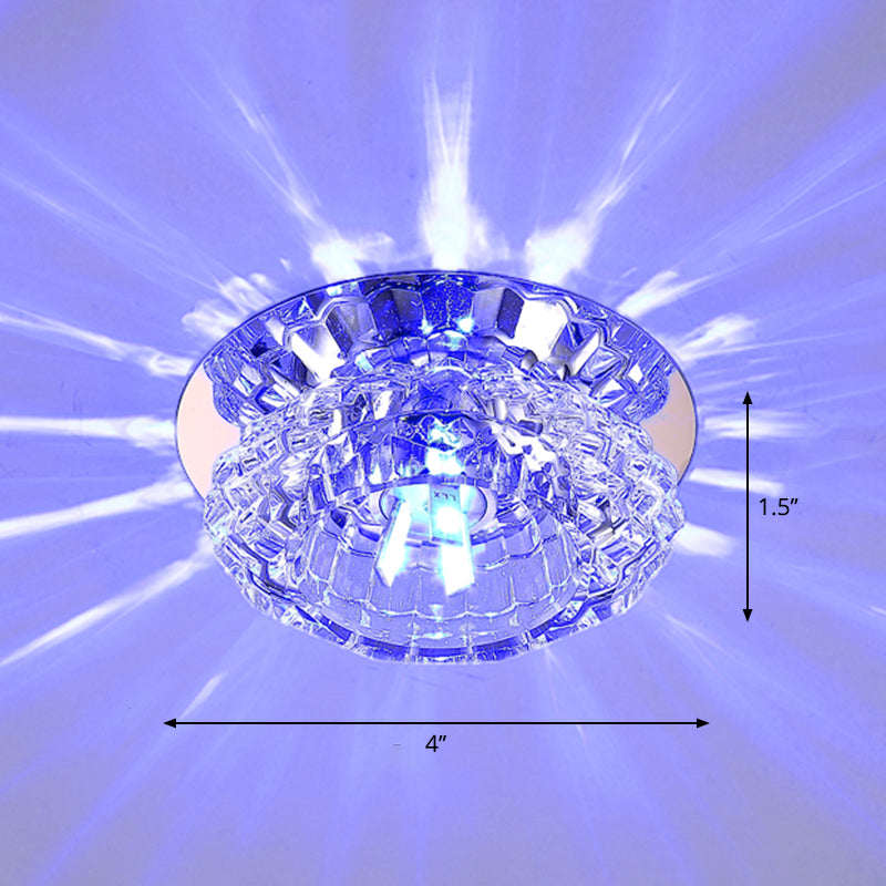 Modern LED Flush Ceiling Light – Clear Crystal Floral Design for Entryway
