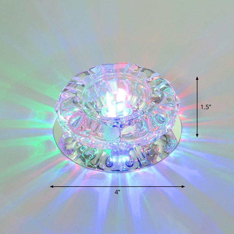 Minimalist Clear LED Flush Mount Fixture for Hallway - Floral Crystal Lighting