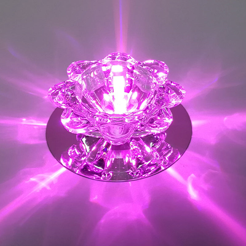 Clear Floral Crystal LED Ceiling Light - Contemporary Flush Mount Fixture