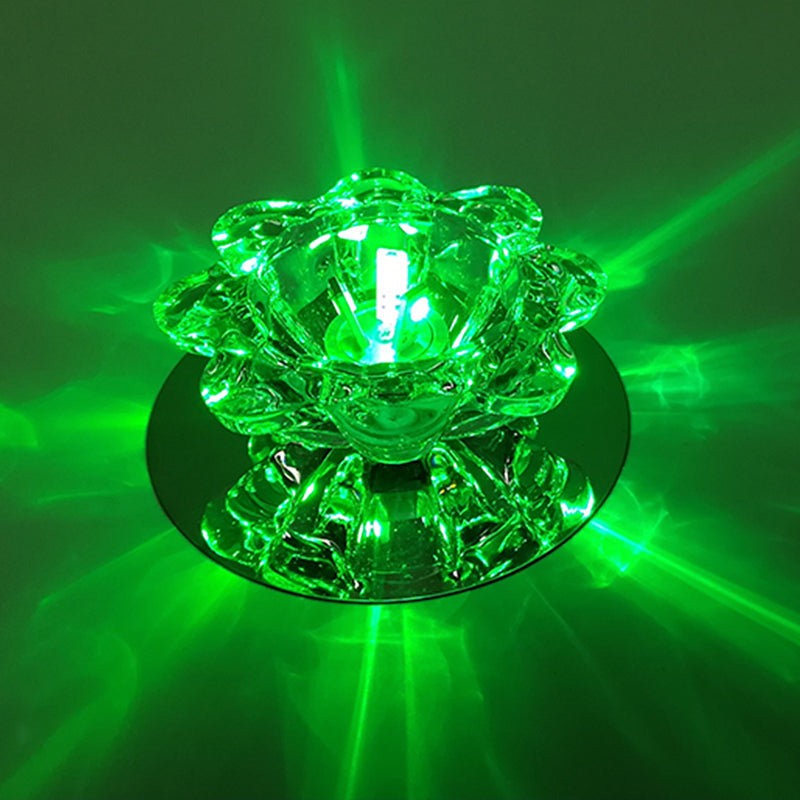 Clear Floral Crystal LED Ceiling Light - Contemporary Flush Mount Fixture