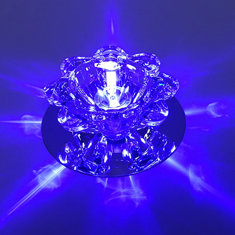 Clear Floral Crystal LED Ceiling Light - Contemporary Flush Mount Fixture