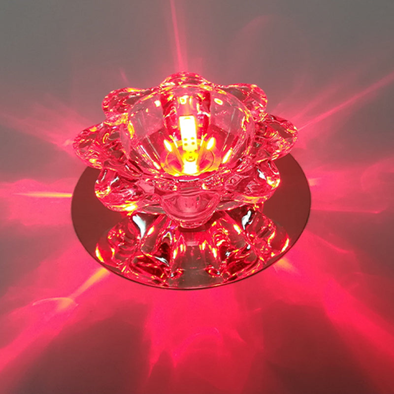 Clear Floral Crystal LED Ceiling Light - Contemporary Flush Mount Fixture