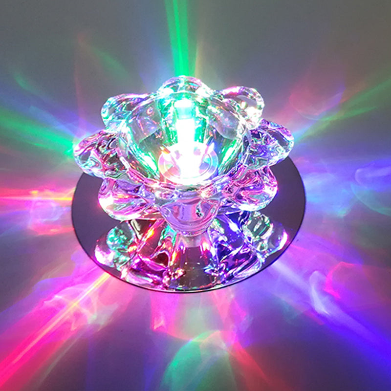 Clear Floral Crystal LED Ceiling Light - Contemporary Flush Mount Fixture