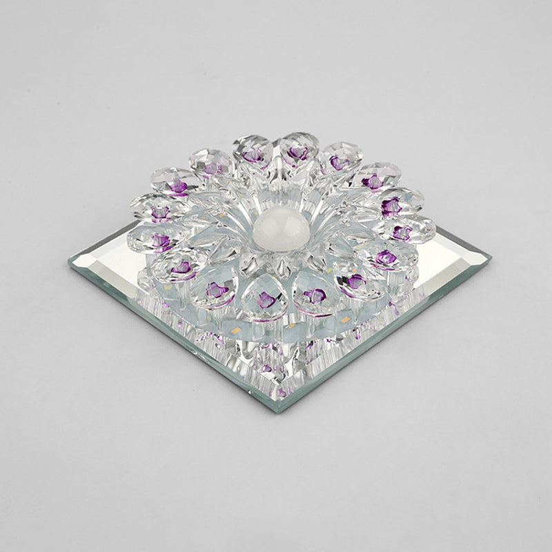 Crystal LED Flush Ceiling Light Fixture - Modern Entryway Flush Light - Clear