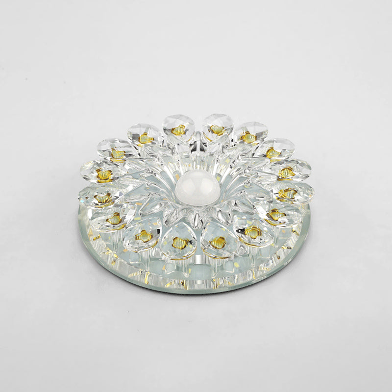 Crystal LED Flush Ceiling Light Fixture - Modern Entryway Flush Light - Clear