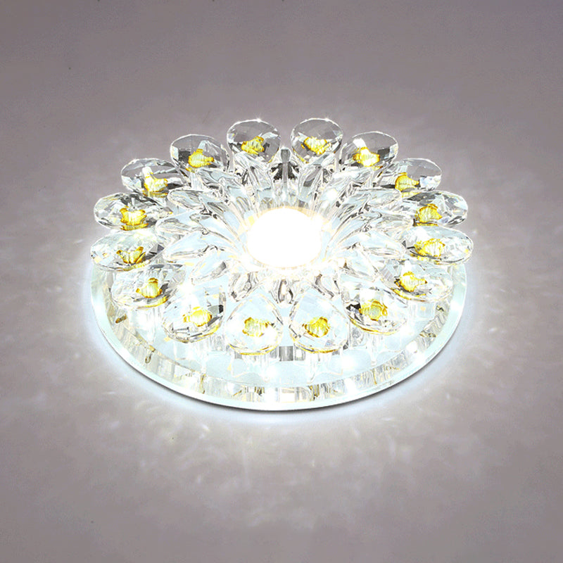 Crystal LED Flush Ceiling Light Fixture - Modern Entryway Flush Light - Clear