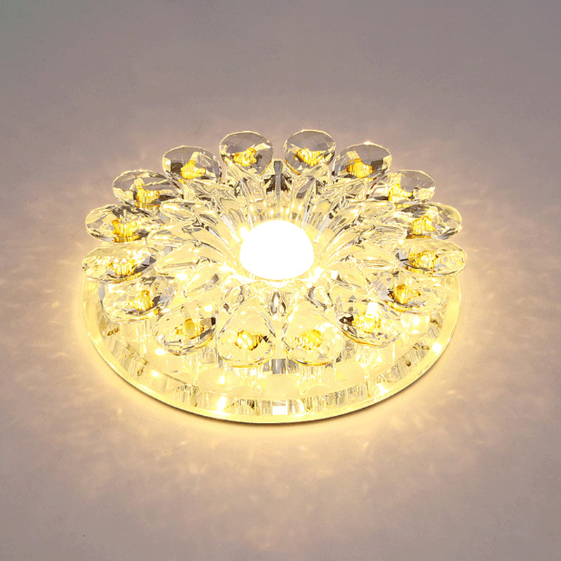 Crystal LED Flush Ceiling Light Fixture - Modern Entryway Flush Light - Clear