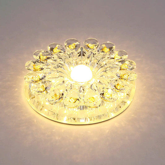 Crystal LED Flush Ceiling Light Fixture - Modern Entryway Flush Light - Clear