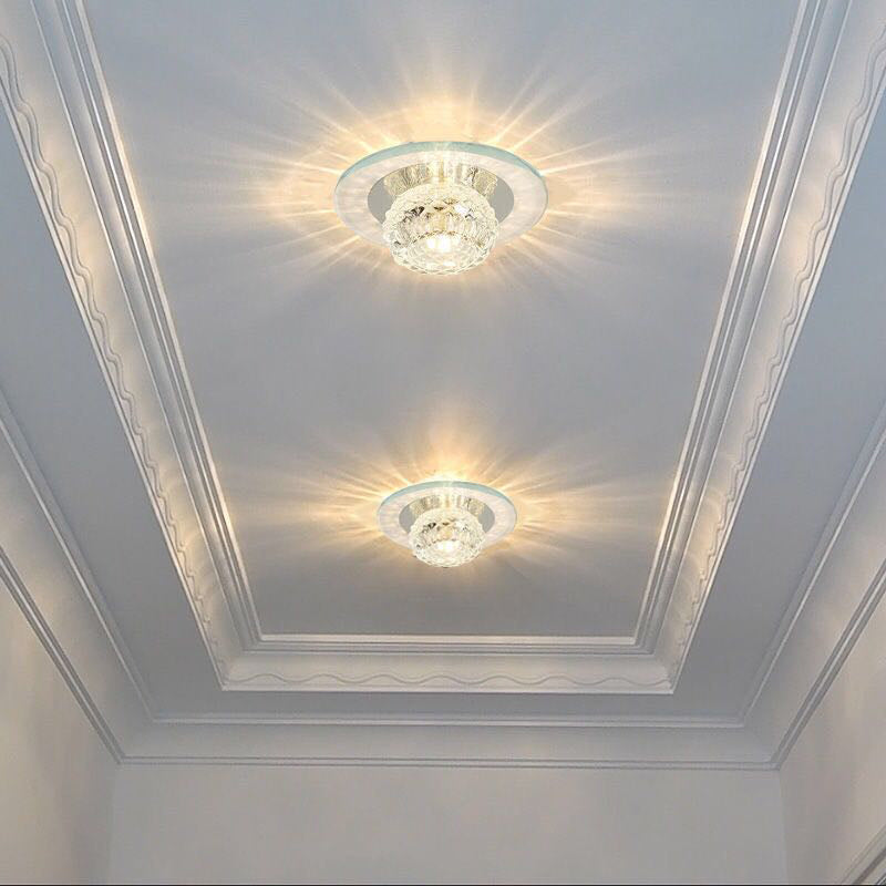 Contemporary Crystal LED Flush Mount Ceiling Light - Bud Flush Fixture in Clear