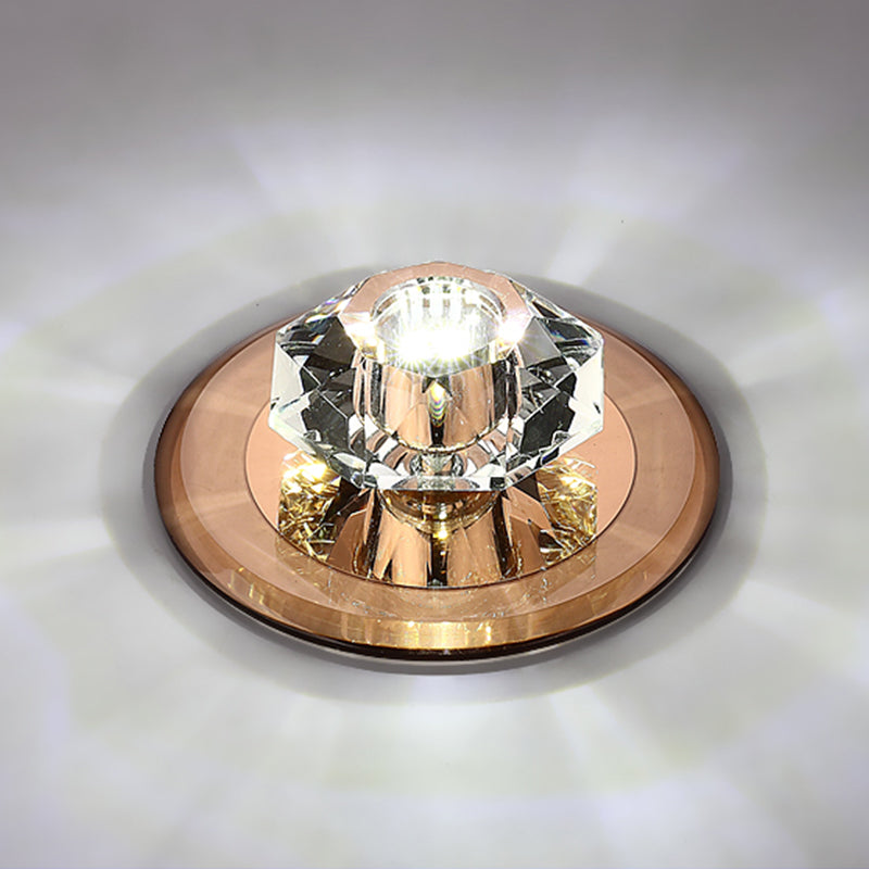 Modern Beveled Crystal LED Flush Ceiling Light Fixture - Ideal for Hallways