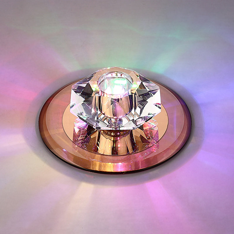 Modern Beveled Crystal LED Flush Ceiling Light Fixture - Ideal for Hallways