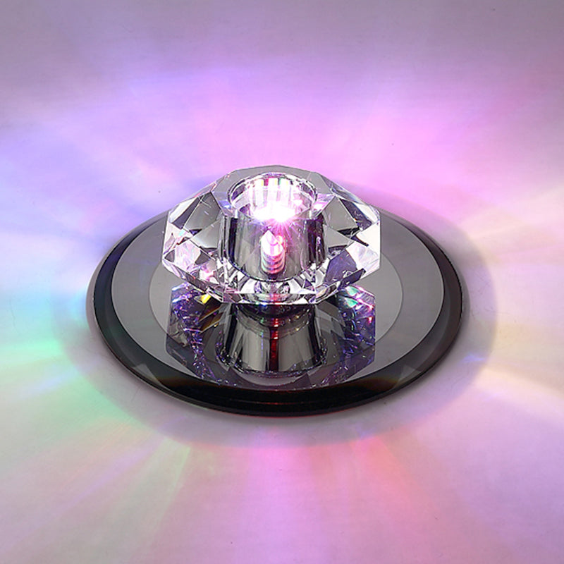 Modern Beveled Crystal LED Flush Ceiling Light Fixture - Ideal for Hallways