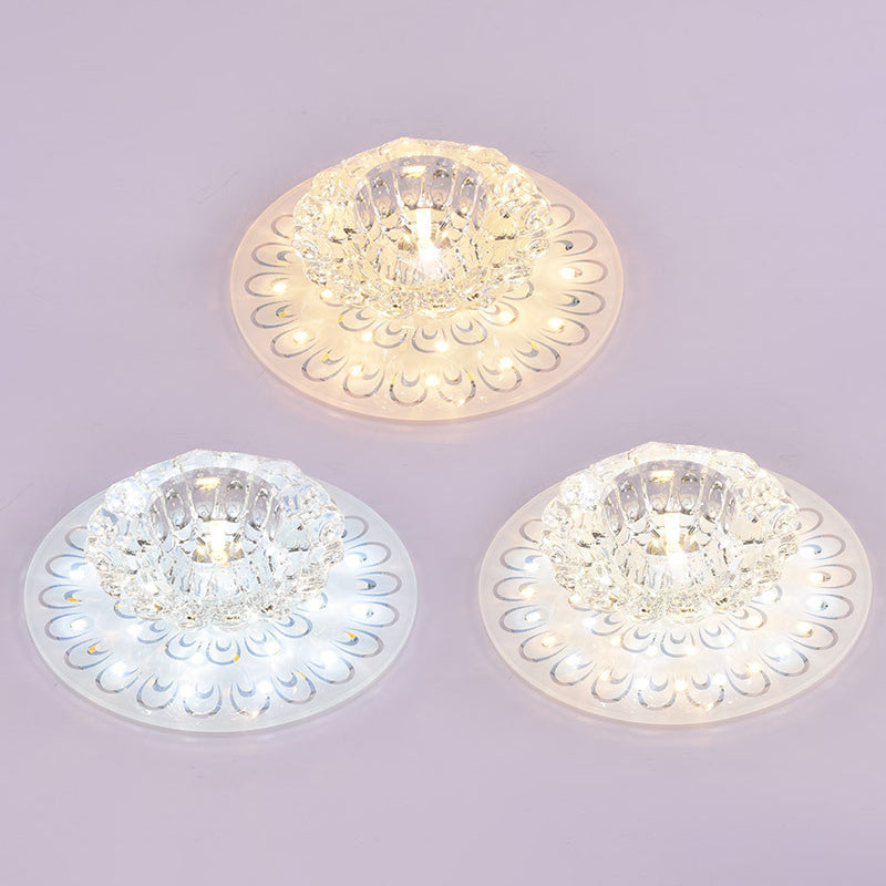 Minimalist Crystal Floral LED Flush Mount for Corridor Lighting
