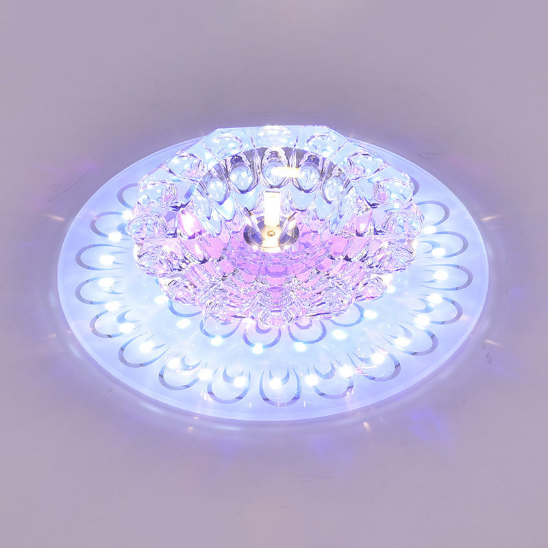 Minimalist Crystal Floral LED Flush Mount for Corridor Lighting