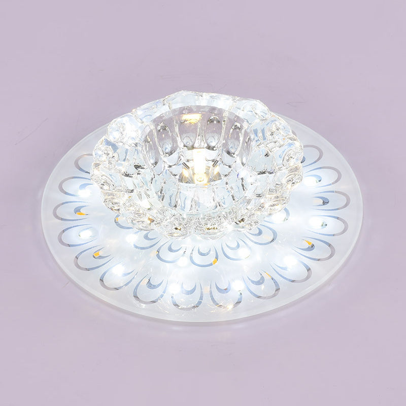 Minimalist Crystal Floral LED Flush Mount for Corridor Lighting