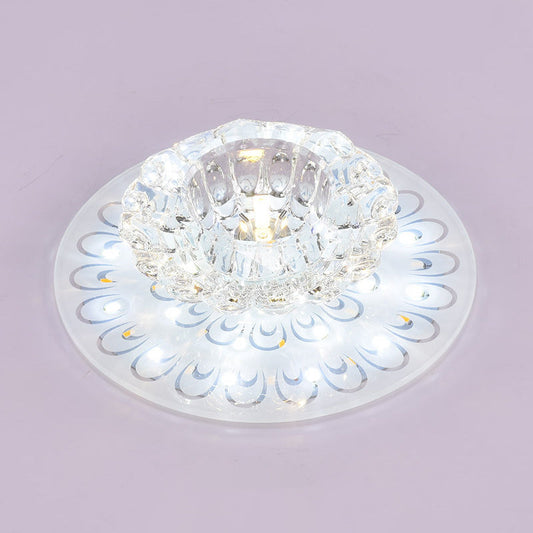 Minimalist Crystal Floral LED Flush Mount for Corridor Lighting