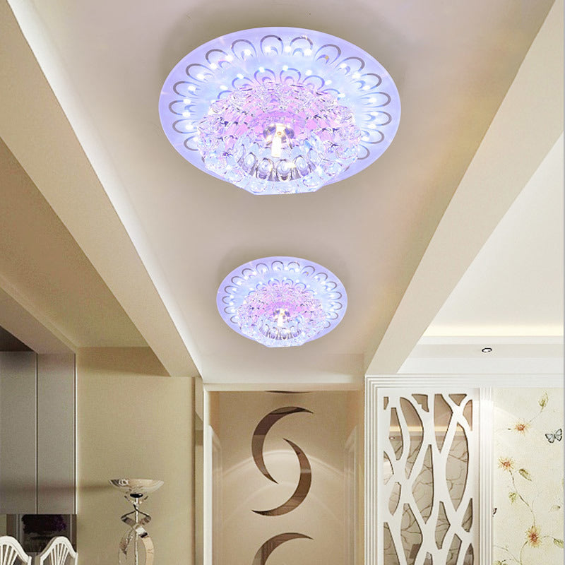 Minimalist Crystal Floral LED Flush Mount for Corridor Lighting