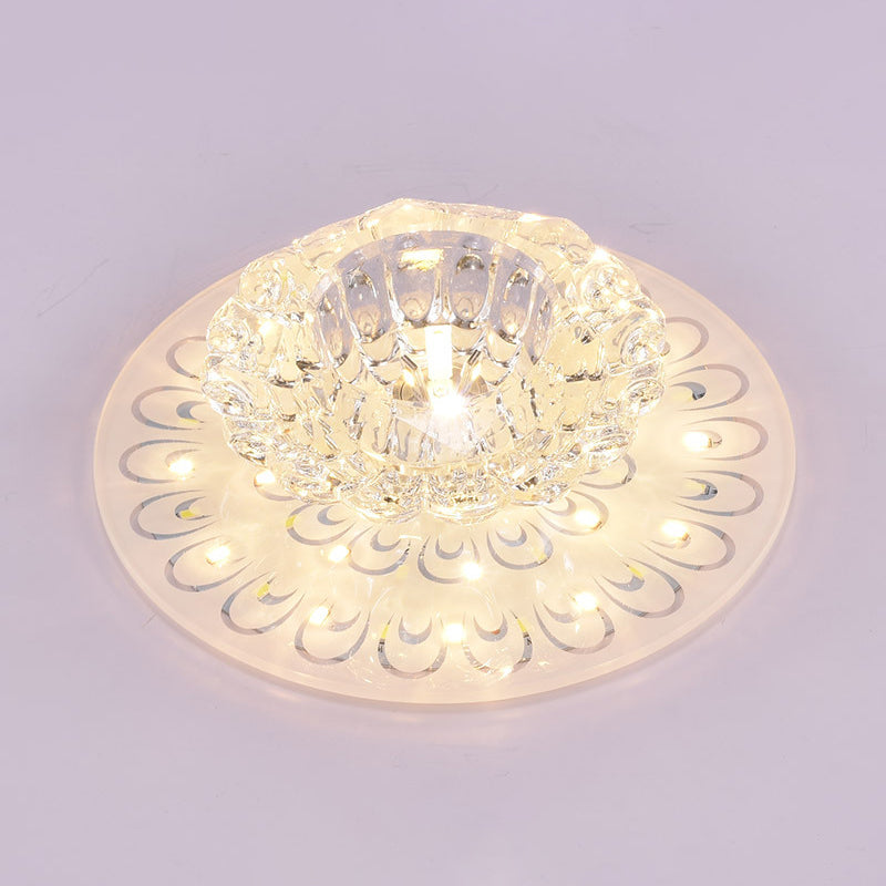 Minimalist Crystal Floral LED Flush Mount for Corridor Lighting