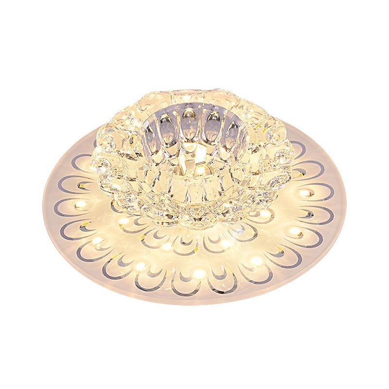 Minimalist Crystal Floral LED Flush Mount for Corridor Lighting