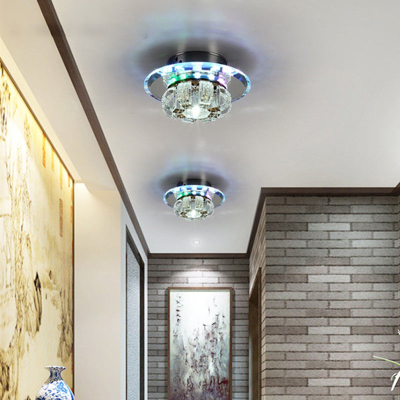 Modern Crystal LED Flush Mount Ceiling Light for Hallway with Flower-like Design