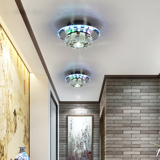 Modern Crystal LED Flush Mount Ceiling Light for Hallway with Flower-like Design