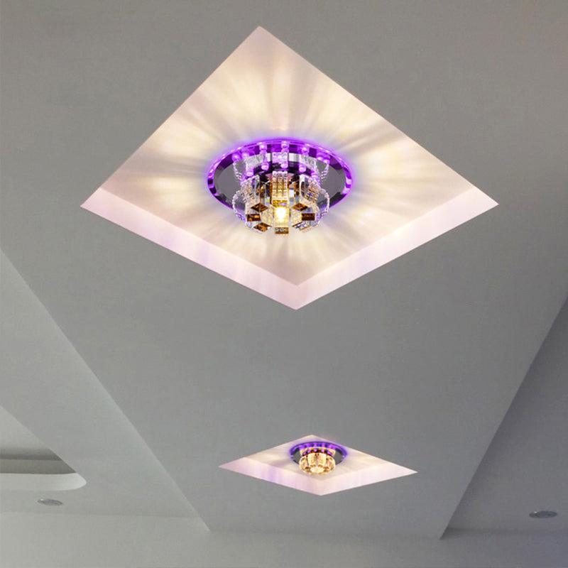 Modern Crystal LED Flush Mount Ceiling Light for Hallway with Flower-like Design