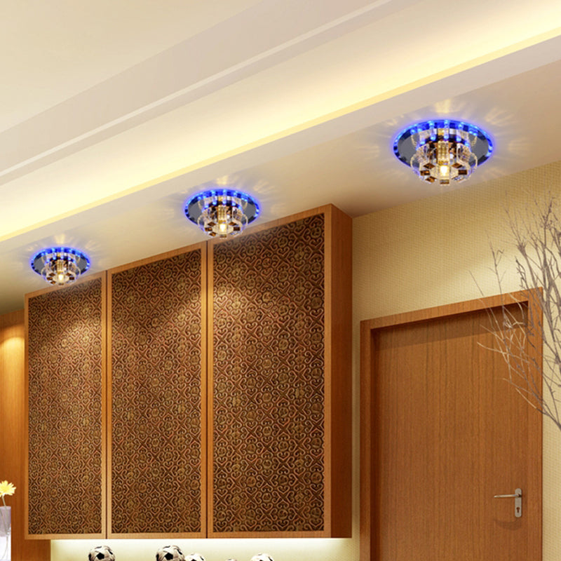 Modern Crystal LED Flush Mount Ceiling Light for Hallway with Flower-like Design