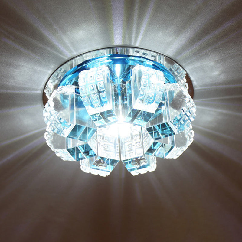 Sleek Crystal Corridor Flush Mount Ceiling Light with LED Blossom - Clear