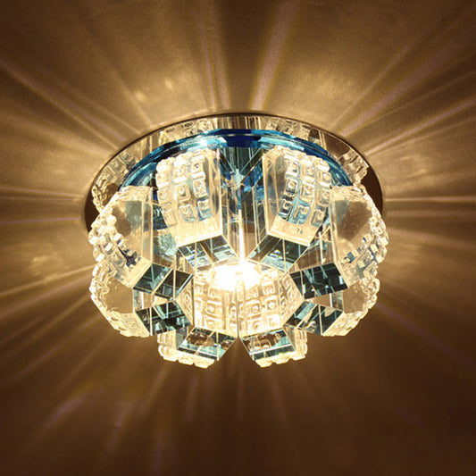 Sleek Crystal Corridor Flush Mount Ceiling Light with LED Blossom - Clear