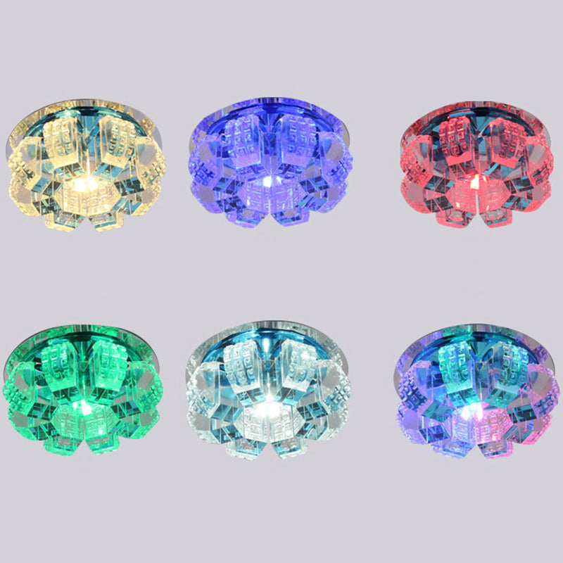 Sleek Crystal Corridor Flush Mount Ceiling Light with LED Blossom - Clear