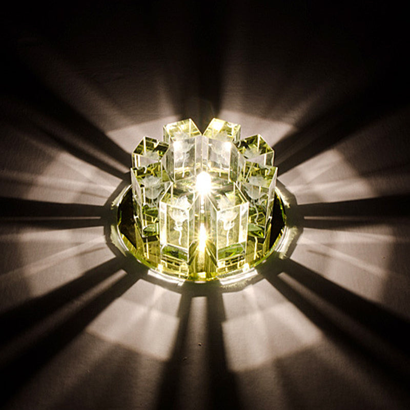 Minimalist LED Crystal Flush Mount Light: Blossom Shade Corridor Fixture