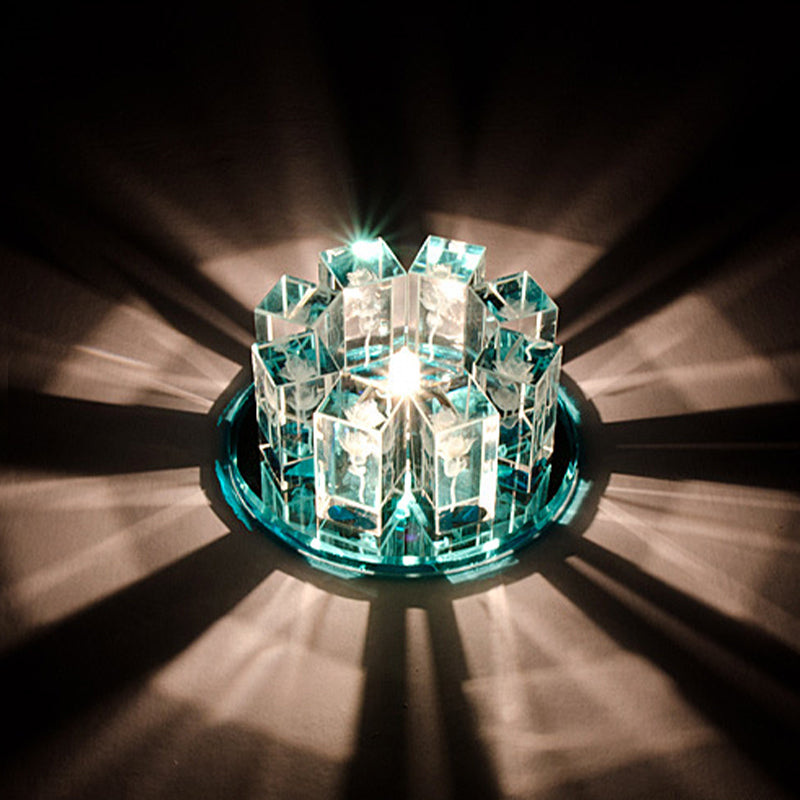 Minimalist LED Crystal Flush Mount Light: Blossom Shade Corridor Fixture