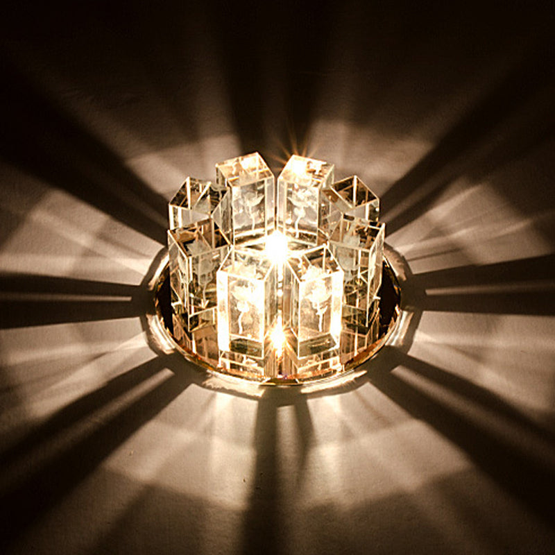 Minimalist LED Crystal Flush Mount Light: Blossom Shade Corridor Fixture