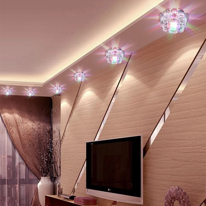 Contemporary Blossom Crystal Flush Ceiling Light - Clear LED Flush Mount Fixture