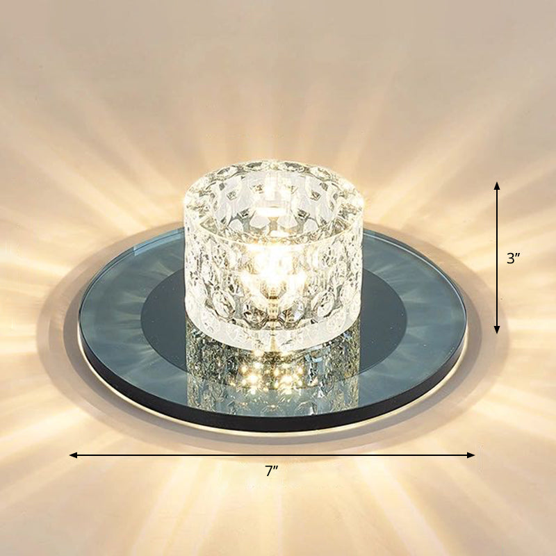 Sleek Crystal Cylinder LED Flush Mount Spotlight for Hallway Lighting