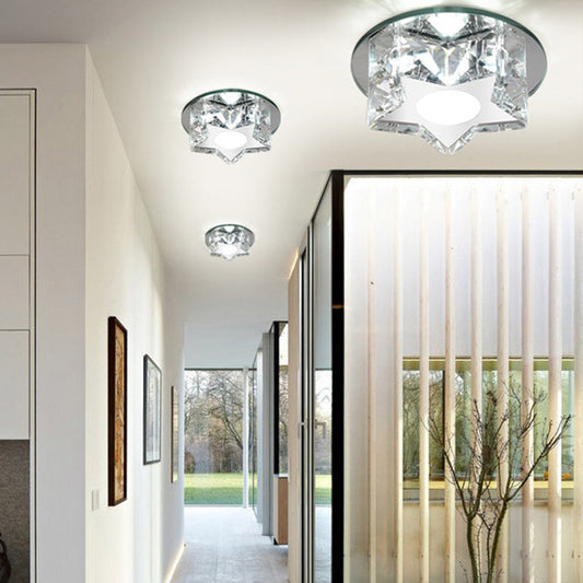 Modern Crystal LED Flush Mount Ceiling Light - Five-Pointed Star Design for Entryway