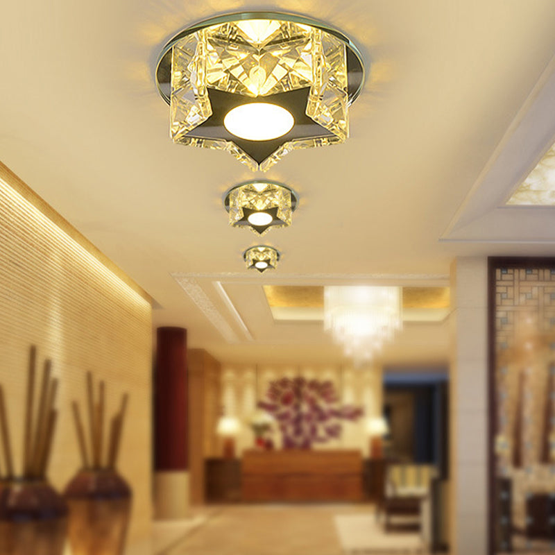 Modern Crystal LED Flush Mount Ceiling Light - Five-Pointed Star Design for Entryway