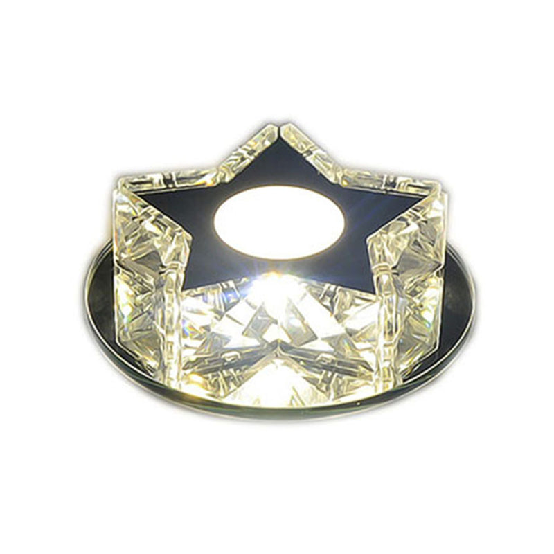 Modern Crystal LED Flush Mount Ceiling Light - Five-Pointed Star Design for Entryway