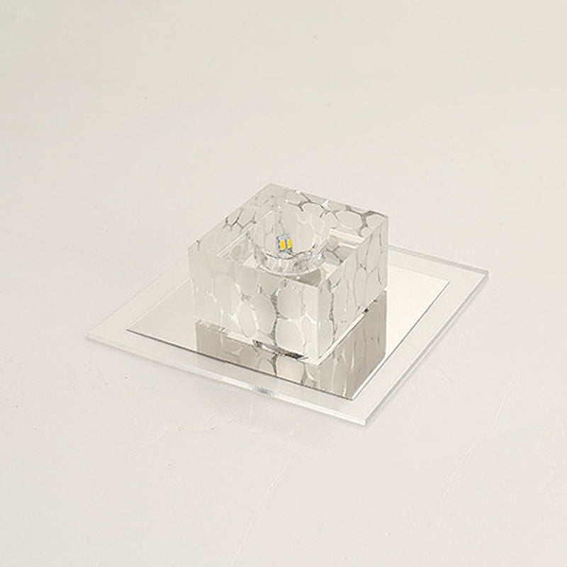 Contemporary Square Crystal LED Flush Ceiling Light for Hallway