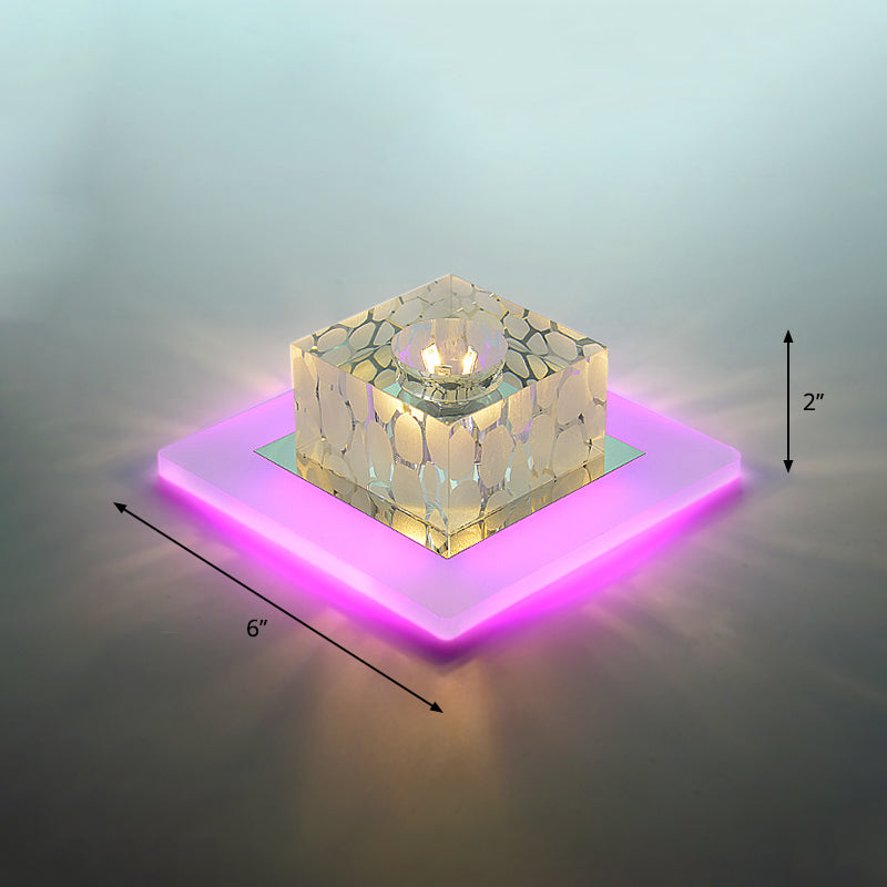 Clear Crystal LED Flush Mount Ceiling Light for Hallways and Corridors
