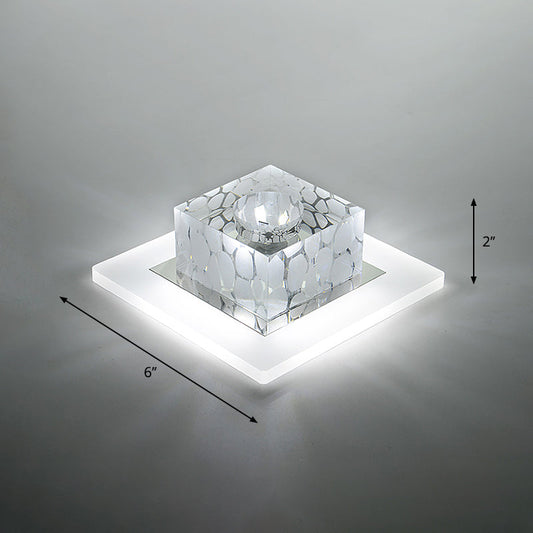 Clear Crystal LED Flush Mount Ceiling Light for Hallways and Corridors