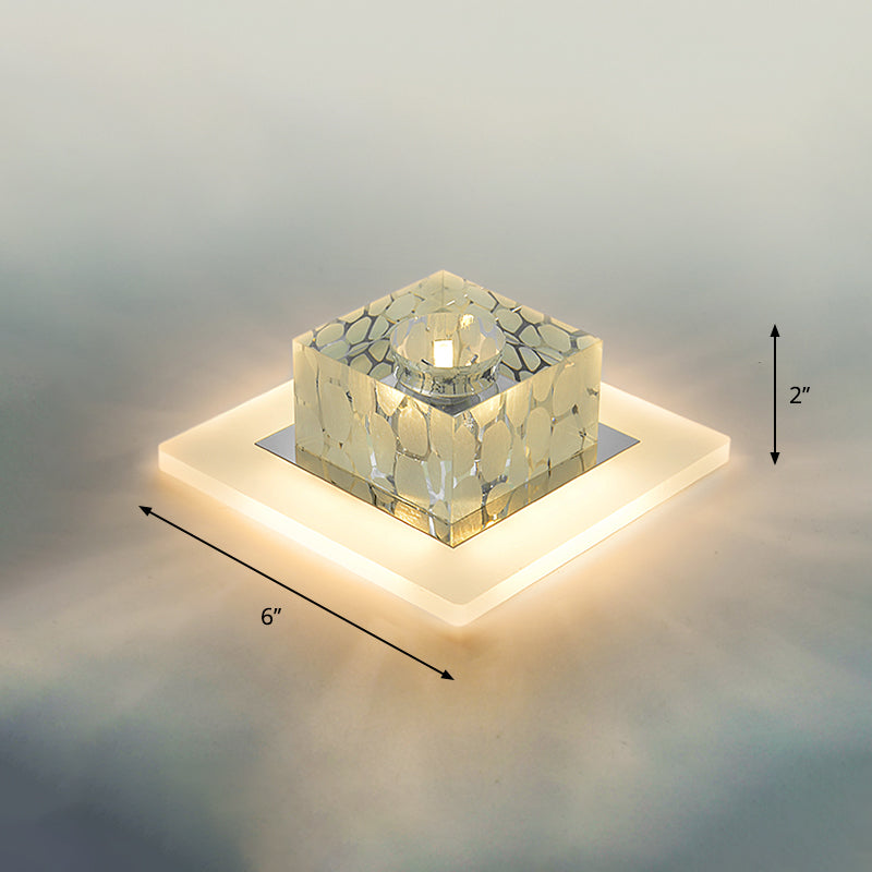 Clear Crystal LED Flush Mount Ceiling Light for Hallways and Corridors