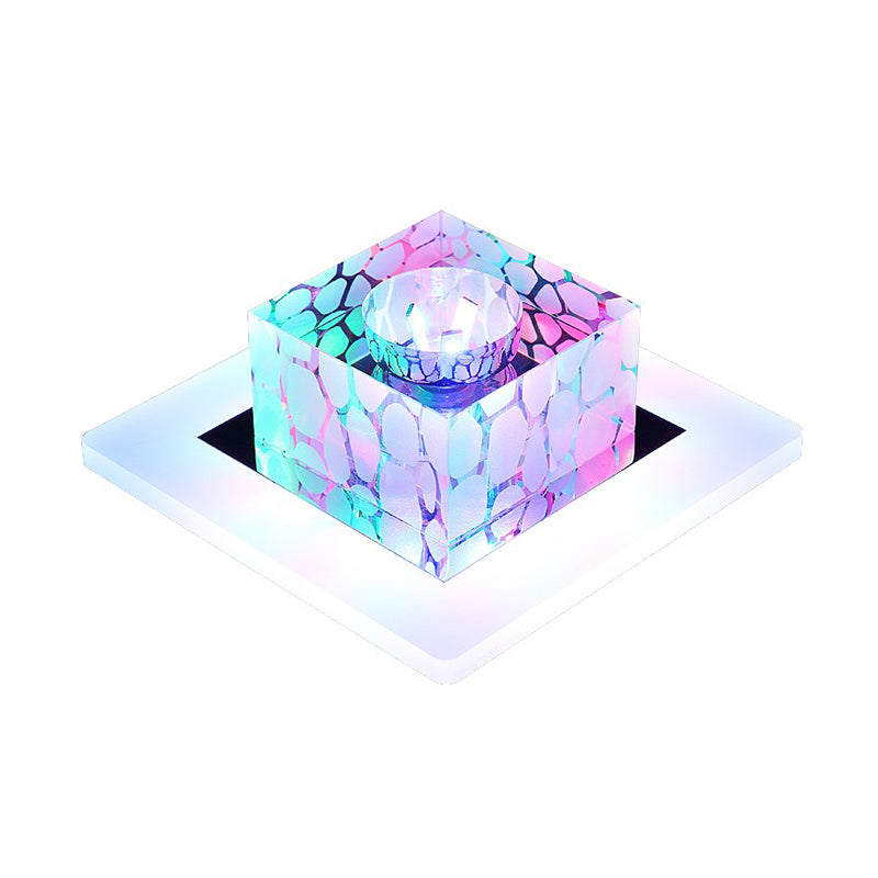 Clear Crystal LED Flush Mount Ceiling Light for Hallways and Corridors