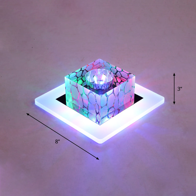 Clear Crystal LED Flush Mount Ceiling Light for Hallways and Corridors