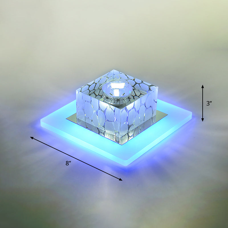 Clear Crystal LED Flush Mount Ceiling Light for Hallways and Corridors