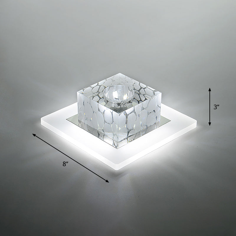 Clear Crystal LED Flush Mount Ceiling Light for Hallways and Corridors