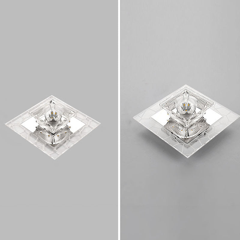 Contemporary Ribbed Crystal Clear LED Flush Mount Ceiling Light with Flared Design